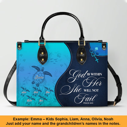 Personalized Christian Leather Bag – Custom Grandma Handbag with Grandkids’ Names – Choose Your Bible Verse – CHRISTIANARTBAG