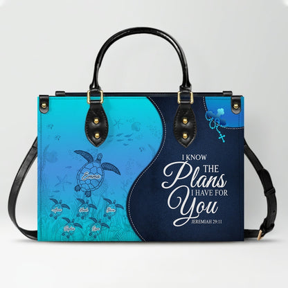 Personalized Christian Leather Bag – Custom Grandma Handbag with Grandkids’ Names – Choose Your Bible Verse – CHRISTIANARTBAG