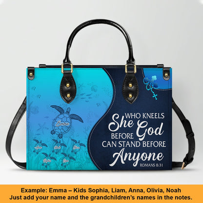 Personalized Christian Leather Bag – Custom Grandma Handbag with Grandkids’ Names – Choose Your Bible Verse – CHRISTIANARTBAG