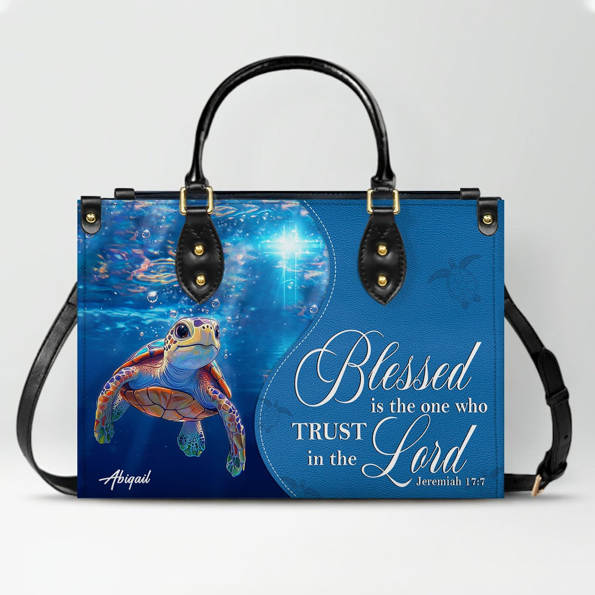 Custom Christian Leather Handbag with Bible Verse – Faith-Inspired Personalized Purse by CHRISTIANARTBAG