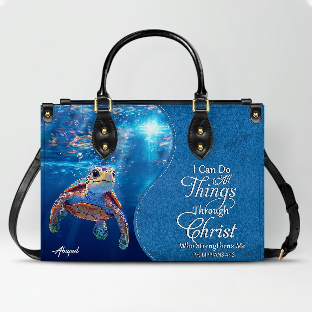 Custom Christian Leather Handbag with Bible Verse – Faith-Inspired Personalized Purse by CHRISTIANARTBAG