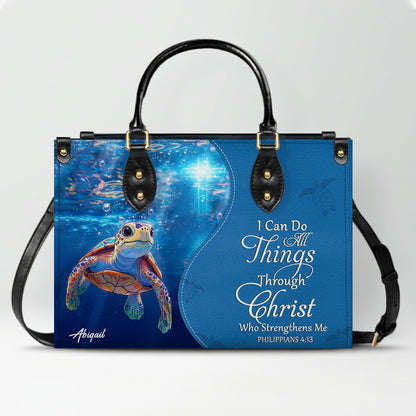 Custom Christian Leather Handbag with Bible Verse – Faith-Inspired Personalized Purse by CHRISTIANARTBAG