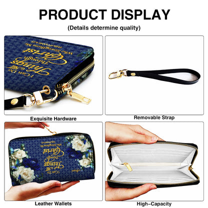 Personalized Christian Leather Handbag & Long Wallet Set – Custom Name Bible Verse Floral Blue Bag Gift for Women