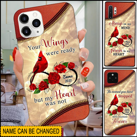 Christianartbag Phone Case - Personalized Family Loss Cardinal Rose Infinite Love Custom Name Date Memorial Gift Phone case