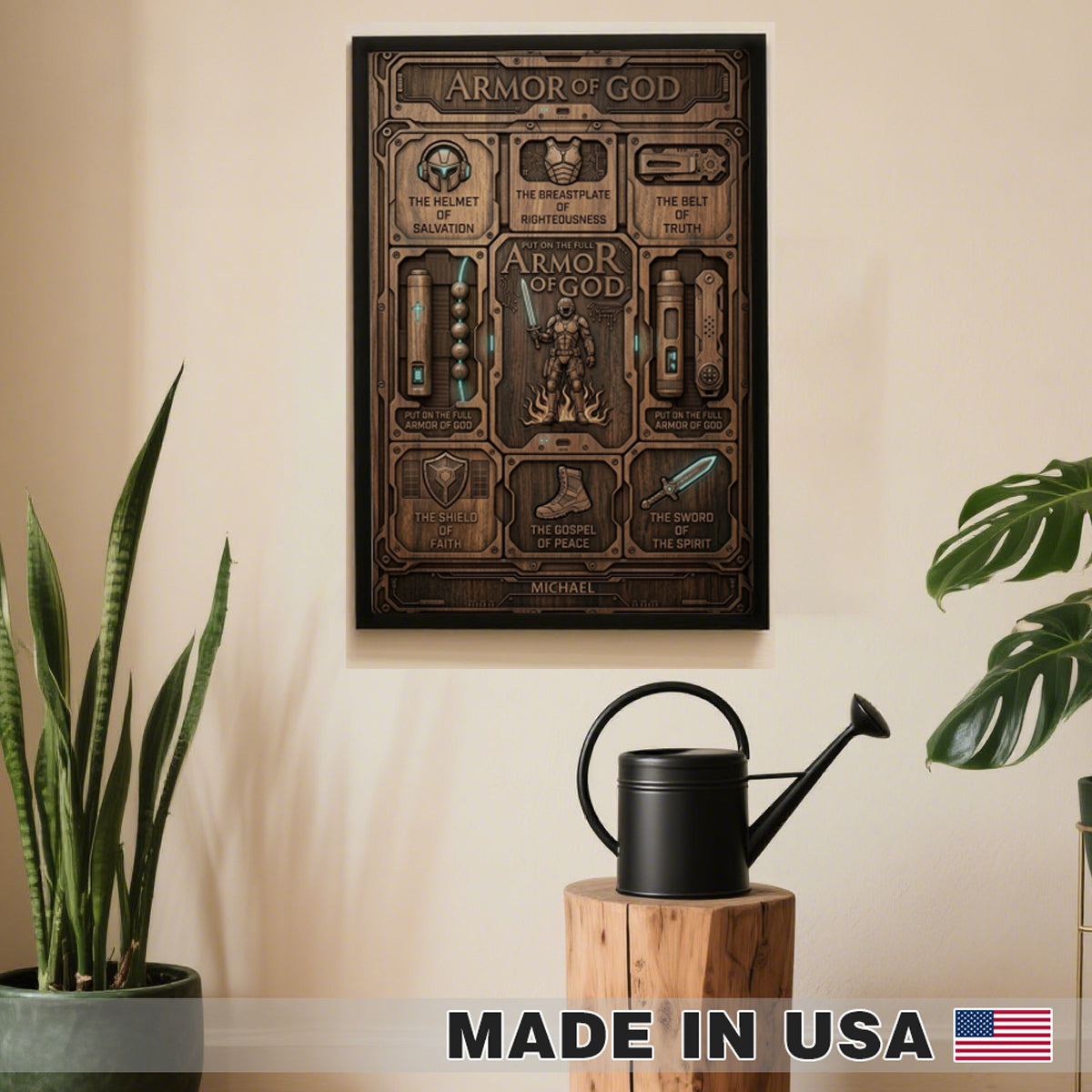 Personalized Armor of God Framed Poster with Name: Unique Christian Wall Art for Men & Faith Gifts by CHRISTIANARTBAG