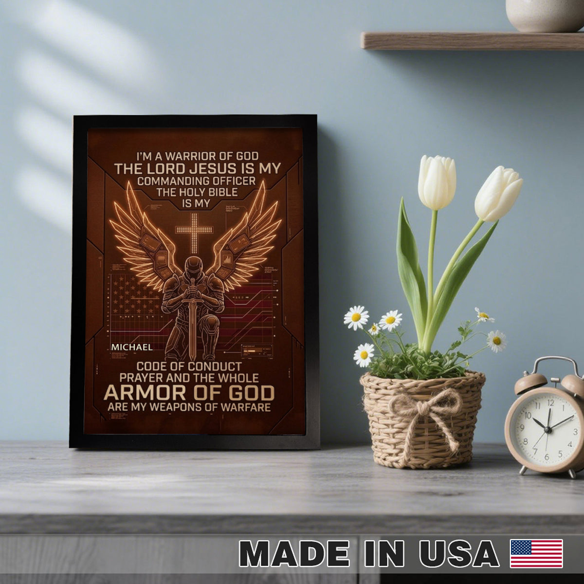 Christian Warrior Personalized Framed Poster – Armor of God Custom Wall Art by CHRISTIANARTBAG