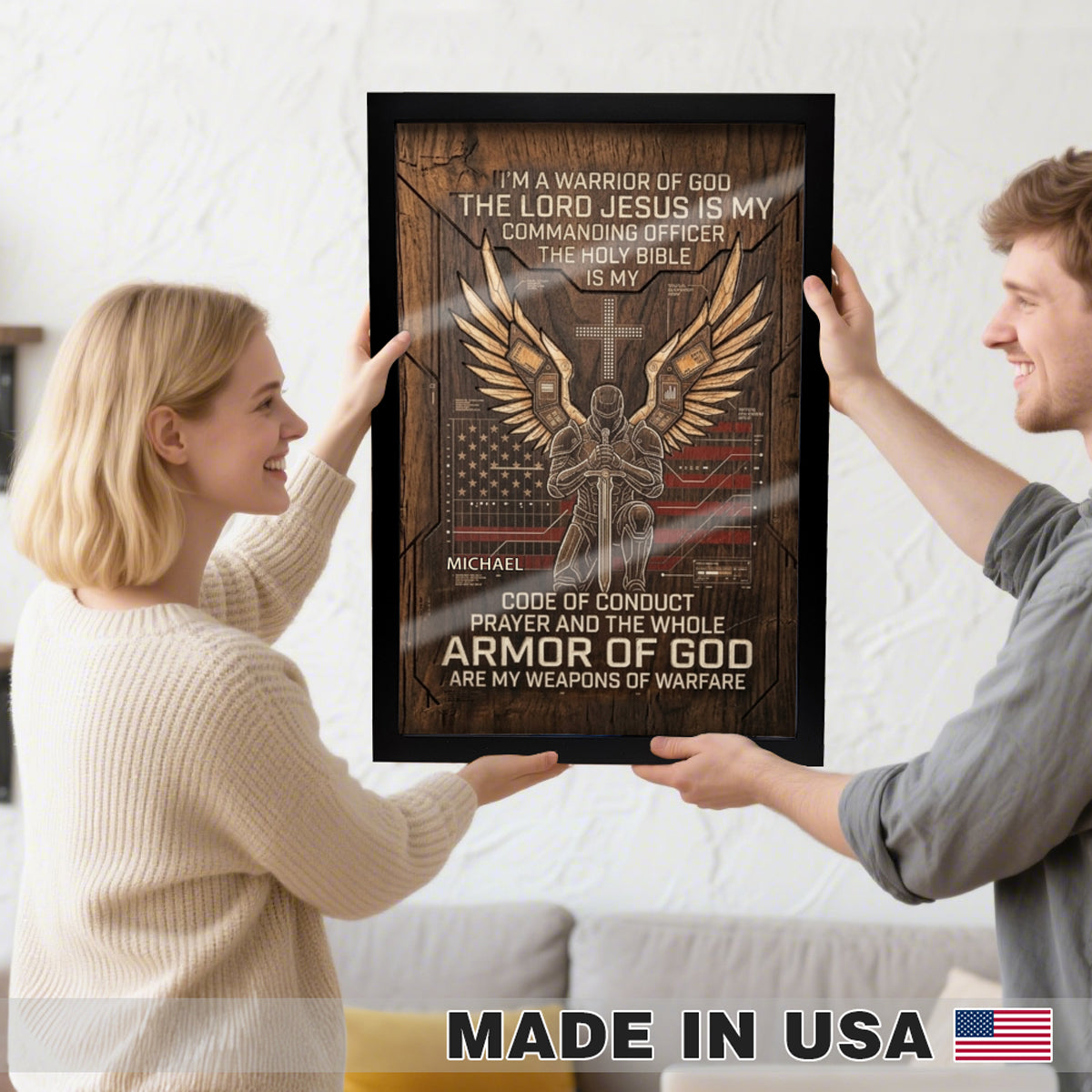 Christian Warrior Personalized Framed Poster – Armor of God Custom Wall Art by CHRISTIANARTBAG