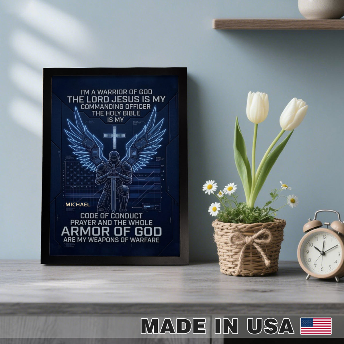 Christian Warrior Personalized Framed Poster – Armor of God Custom Wall Art by CHRISTIANARTBAG