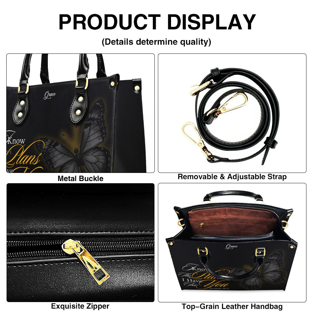 CHRISTIANARTBAG Personalized Leather Handbag - Custom Name & Bible Verse Butterfly Tote - Faith-Inspired Gift for Women CAB02020326