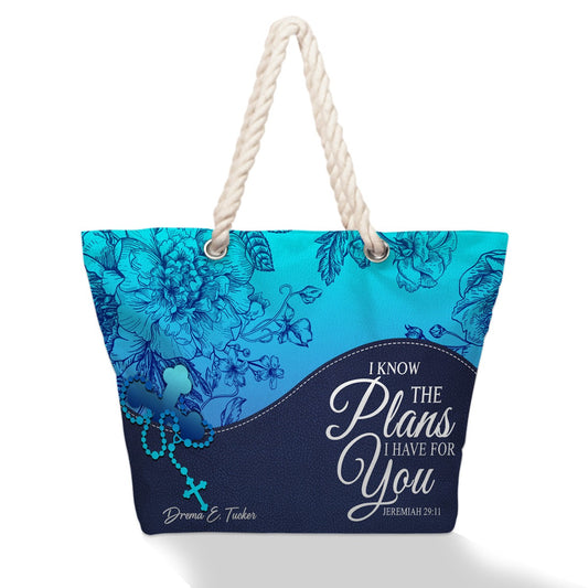 Christian Personalized Hemp Rope Beach Bag – Bible Verse Tote for Women | CHRISTIANARTBAG Faith Beach Bag Gift
