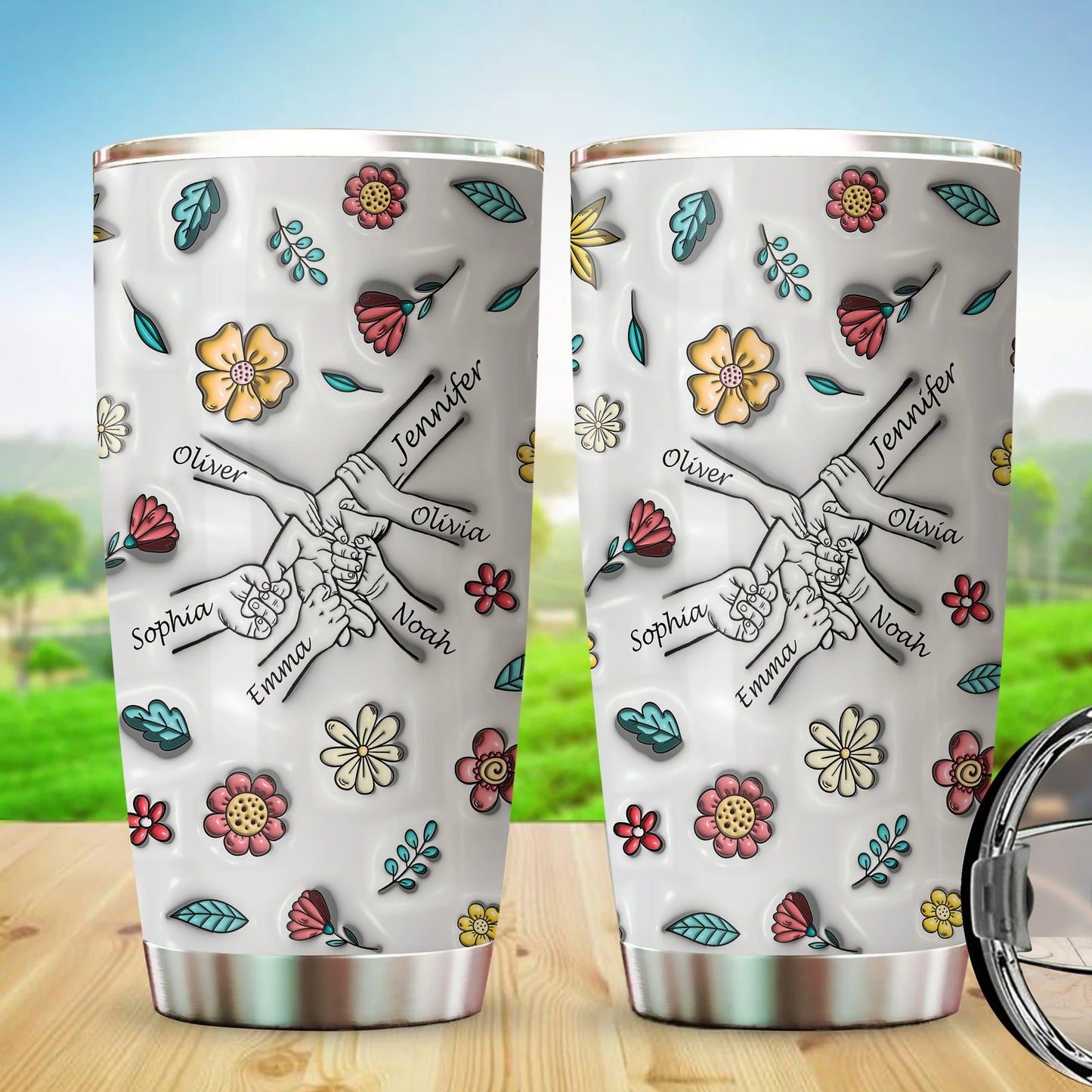 Christianartbag Drinkware, Personalized Holding Moms Hand 3D Inflated Effect You Hold Our Hands.