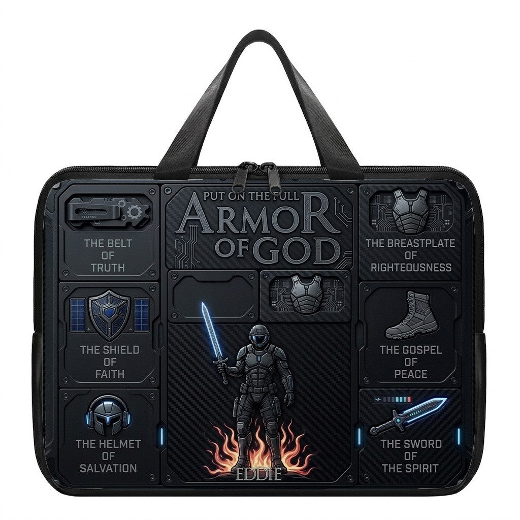 Personalized Laptop Bag by CHRISTIANARTBAG | Armor of God Custom Name Tech Case | Custom Color Christian Computer Sleeve Protective Cover for Men & Women CAB0162526