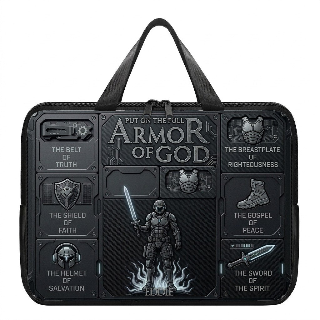 Personalized Laptop Bag by CHRISTIANARTBAG | Armor of God Custom Name Tech Case | Custom Color Christian Computer Sleeve Protective Cover for Men & Women CAB0162526