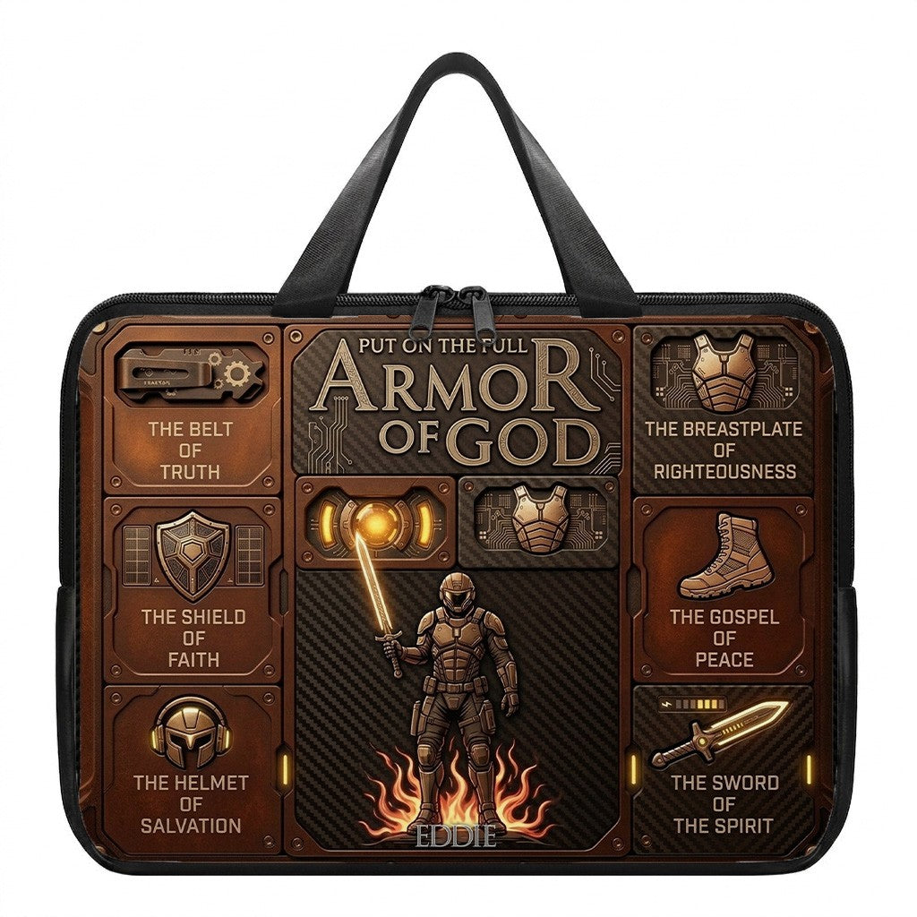 Personalized Laptop Bag by CHRISTIANARTBAG | Armor of God Custom Name Tech Case | Custom Color Christian Computer Sleeve Protective Cover for Men & Women CAB0162526