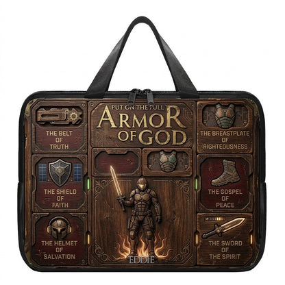 Personalized Laptop Bag by CHRISTIANARTBAG | Armor of God Custom Name Tech Case | Custom Color Christian Computer Sleeve Protective Cover for Men & Women CAB0162526