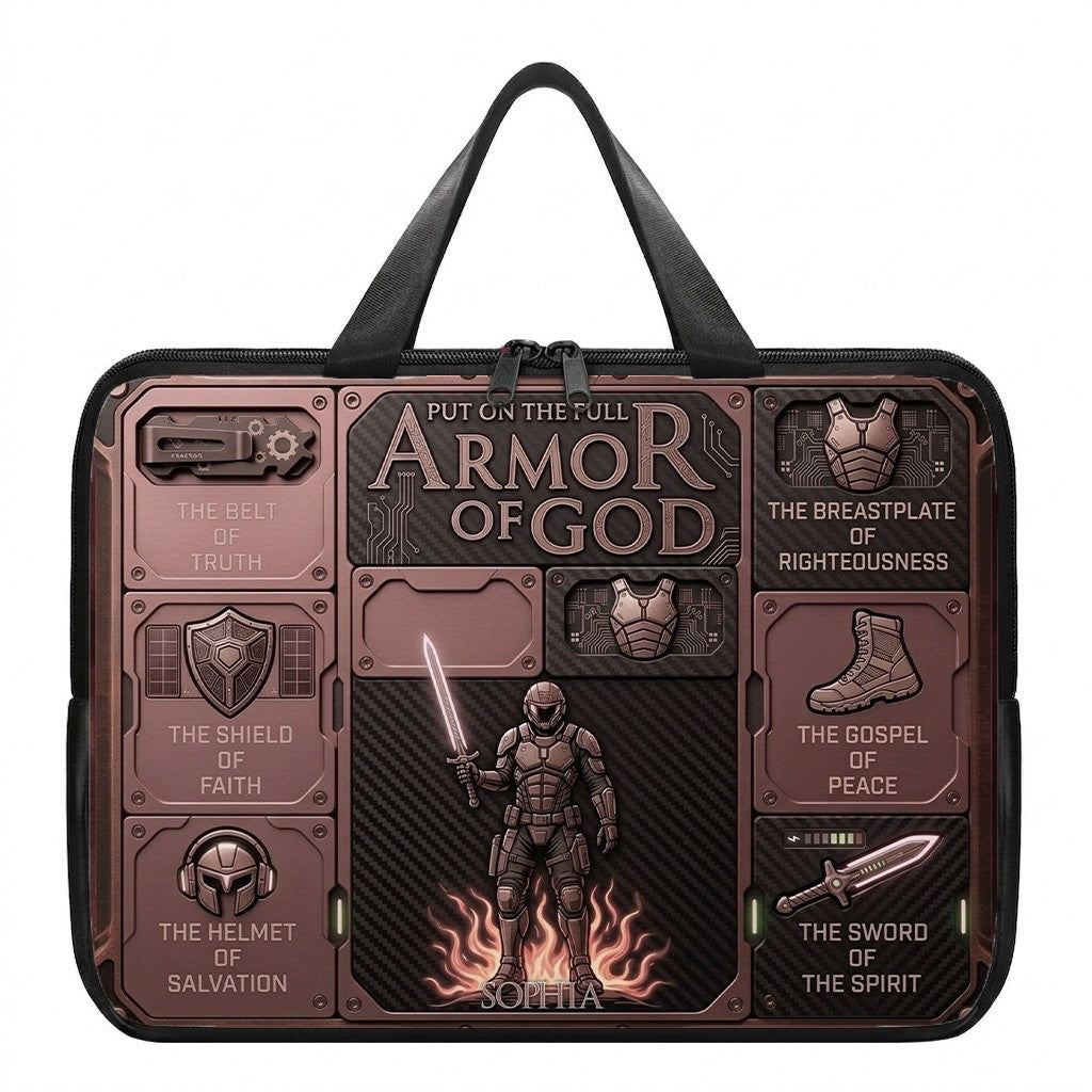 Personalized Laptop Bag by CHRISTIANARTBAG | Armor of God Custom Name Tech Case | Custom Color Christian Computer Sleeve Protective Cover for Men & Women CAB0162526