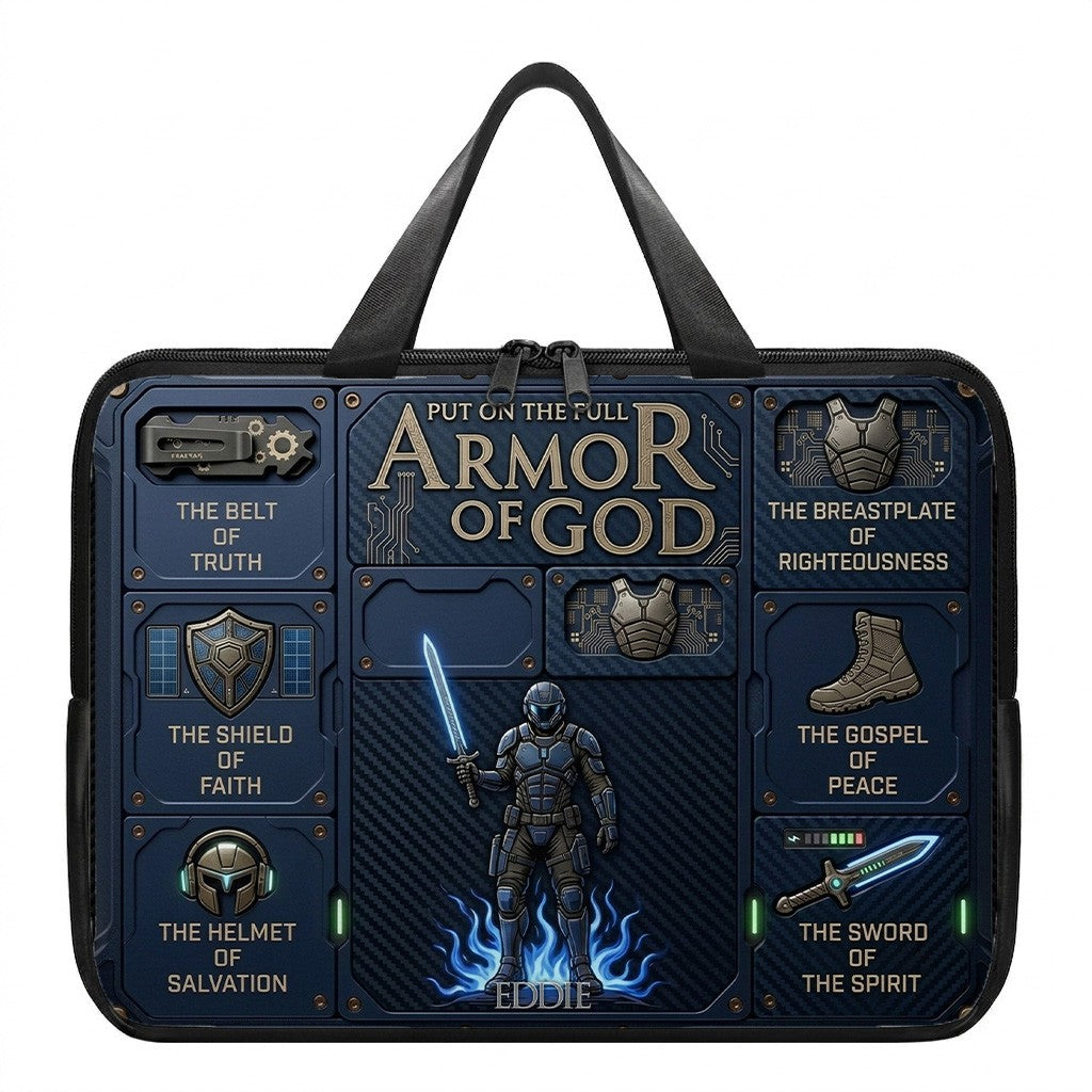 Personalized Laptop Bag by CHRISTIANARTBAG | Armor of God Custom Name Tech Case | Custom Color Christian Computer Sleeve Protective Cover for Men & Women CAB0162526