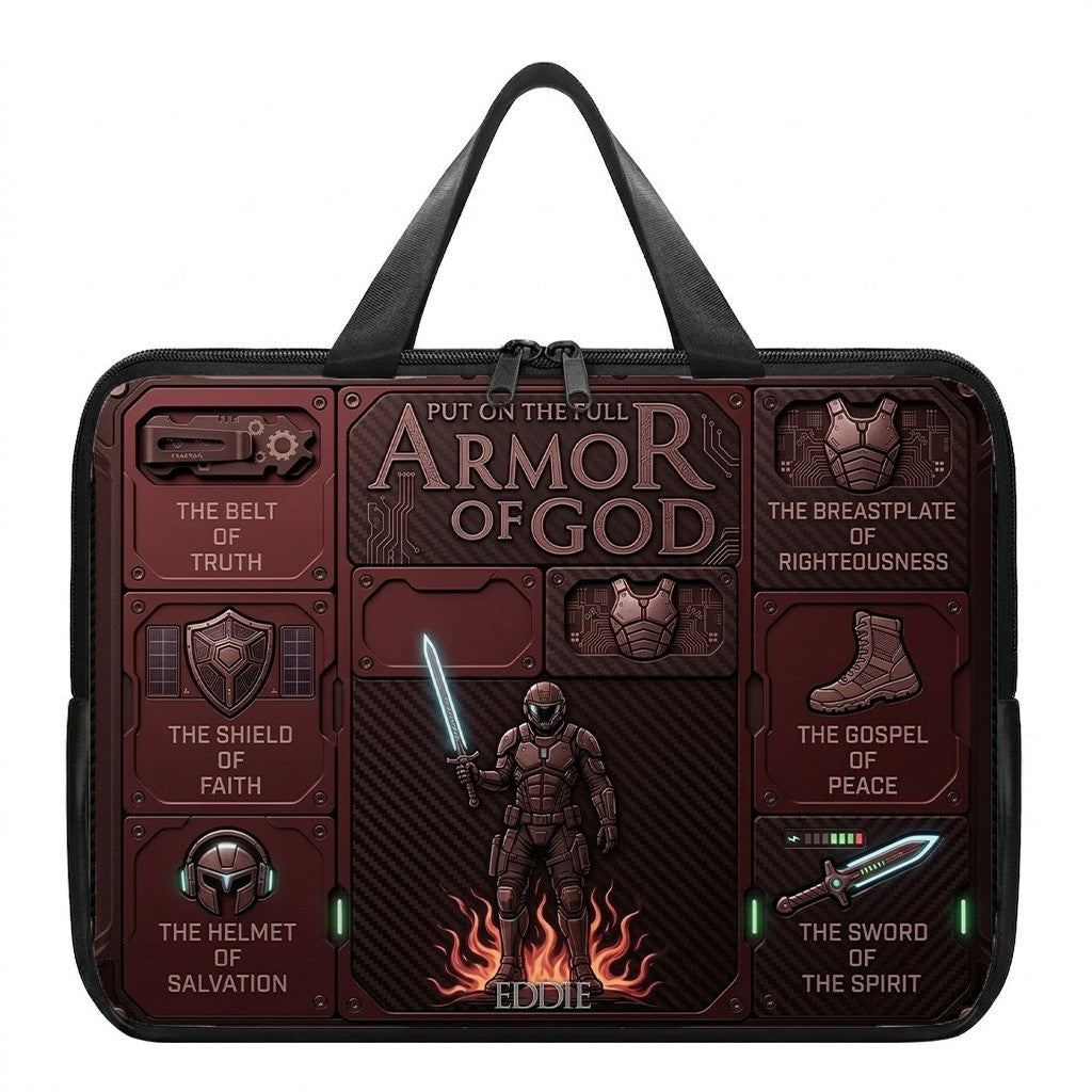 Personalized Laptop Bag by CHRISTIANARTBAG | Armor of God Custom Name Tech Case | Custom Color Christian Computer Sleeve Protective Cover for Men & Women CAB0162526