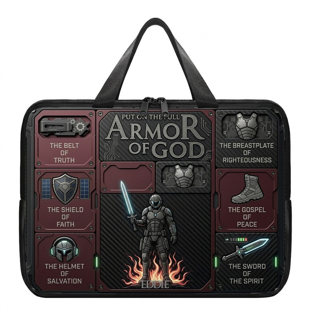Personalized Laptop Bag by CHRISTIANARTBAG | Armor of God Custom Name Tech Case | Custom Color Christian Computer Sleeve Protective Cover for Men & Women CAB0162526