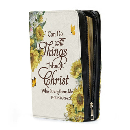 Personalized Sunflower Leather Bible Cover by CHRISTIANARTBAG - Custom Verse & Name Bible Carrying Case with Strap