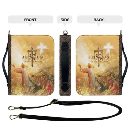 CHRISTIANARTBAG Personalized Bible Cover - Jesus Is My Savior Lion Design - Custom Leather Bible Case