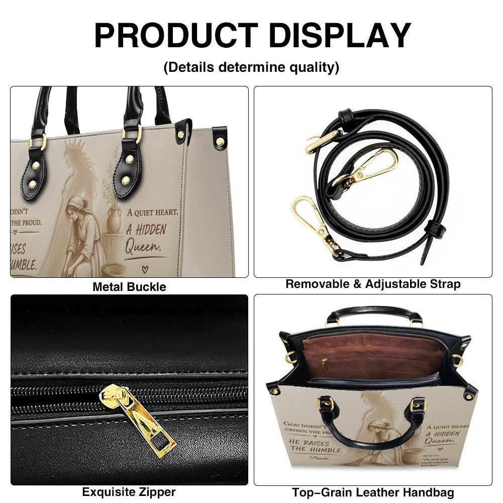 Personalized Christian Leather Handbag - Custom Name "He Raises The Humble" Faith Purse | CHRISTIANARTBAG 03080526