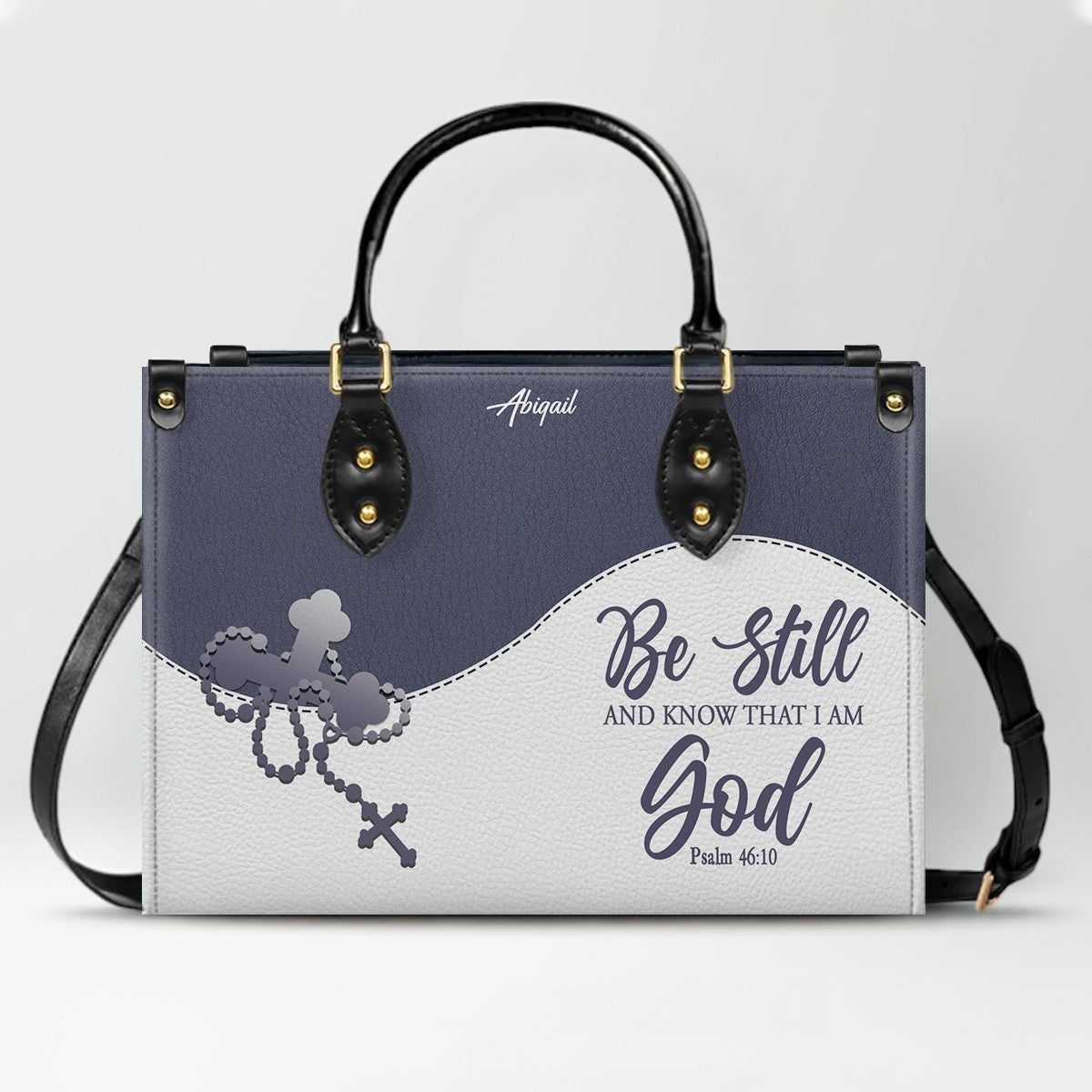 Personalized "Be Still & Know I Am God" Leather Handbag - Custom Name Christian Tote Bag Gift for Women