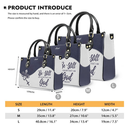Personalized "Be Still & Know I Am God" Leather Handbag - Custom Name Christian Tote Bag Gift for Women