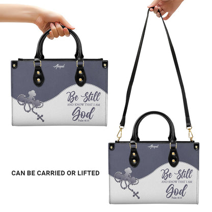 Personalized "Be Still & Know I Am God" Leather Handbag - Custom Name Christian Tote Bag Gift for Women