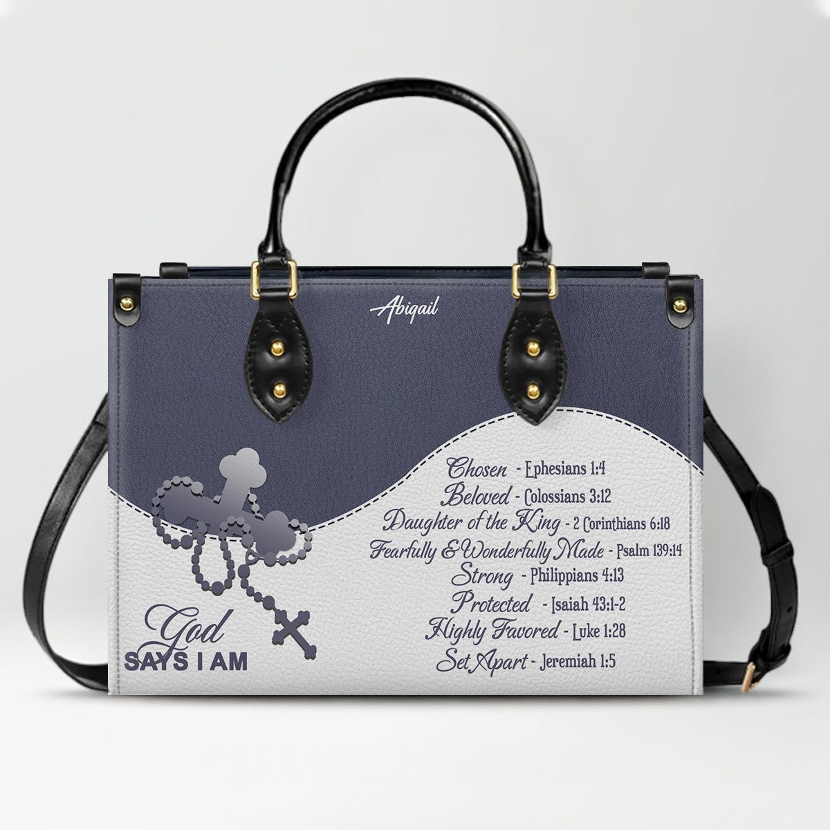 Personalized "Be Still & Know I Am God" Leather Handbag - Custom Name Christian Tote Bag Gift for Women