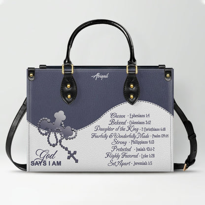 Personalized "Be Still & Know I Am God" Leather Handbag - Custom Name Christian Tote Bag Gift for Women