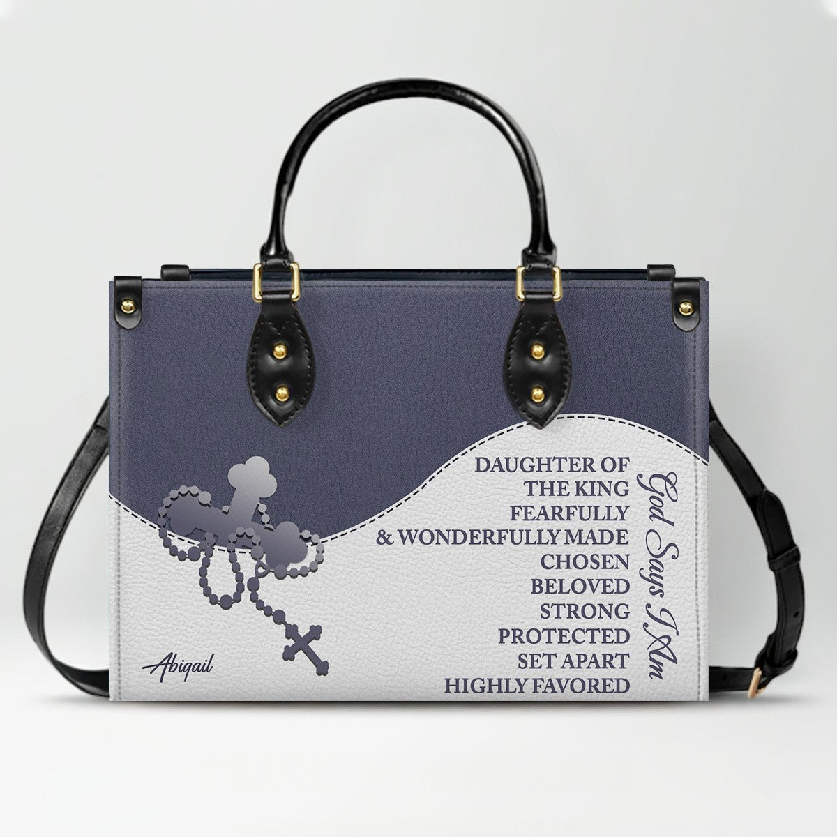 Personalized "Be Still & Know I Am God" Leather Handbag - Custom Name Christian Tote Bag Gift for Women
