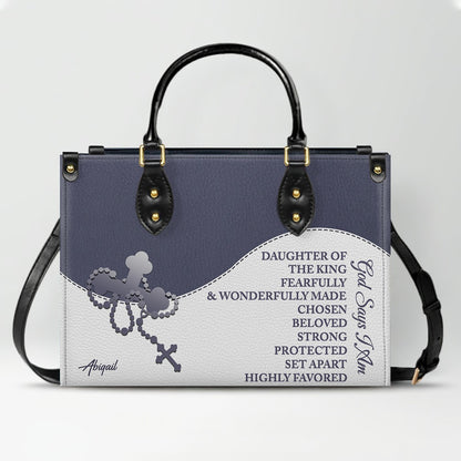 Personalized "Be Still & Know I Am God" Leather Handbag - Custom Name Christian Tote Bag Gift for Women