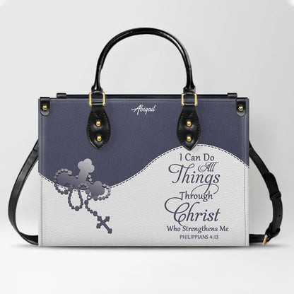 Personalized "Be Still & Know I Am God" Leather Handbag - Custom Name Christian Tote Bag Gift for Women