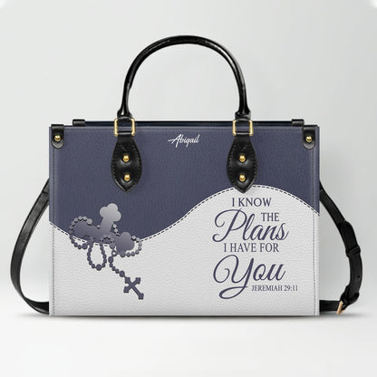 Personalized "Be Still & Know I Am God" Leather Handbag - Custom Name Christian Tote Bag Gift for Women