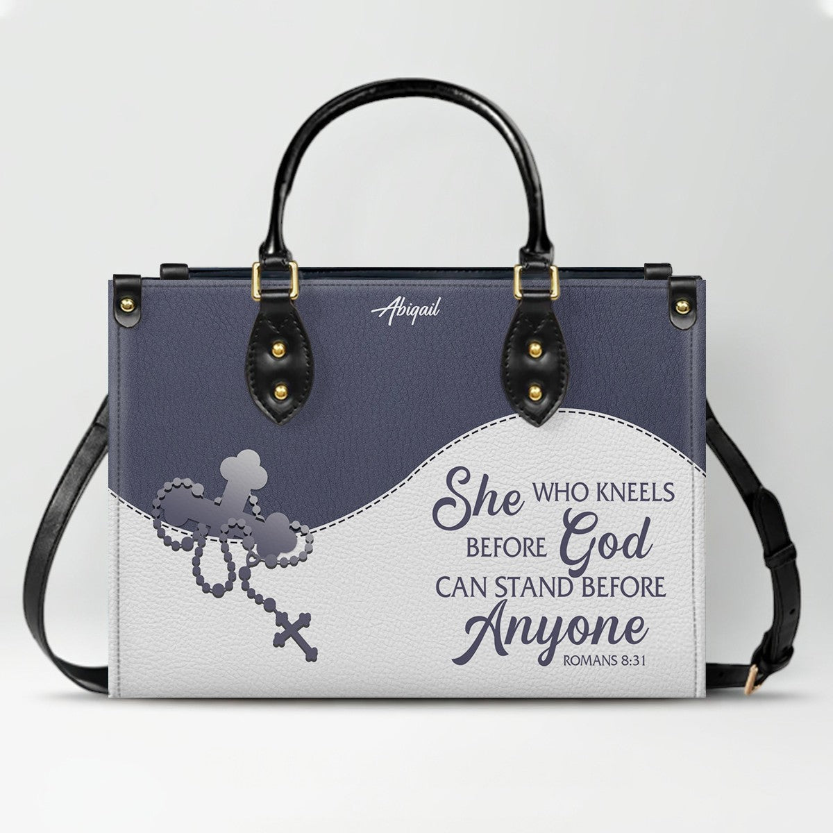 Personalized "Be Still & Know I Am God" Leather Handbag - Custom Name Christian Tote Bag Gift for Women