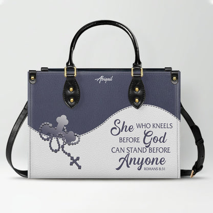 Personalized "Be Still & Know I Am God" Leather Handbag - Custom Name Christian Tote Bag Gift for Women