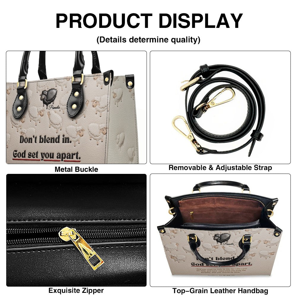Personalized Christian Leather Handbag - Custom Name "God Set You Apart" Tote Bag | CHRISTIANARTBAG 04080526