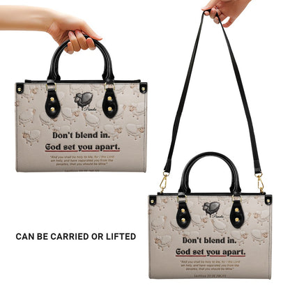 Personalized Christian Leather Handbag - Custom Name "God Set You Apart" Tote Bag | CHRISTIANARTBAG 04080526
