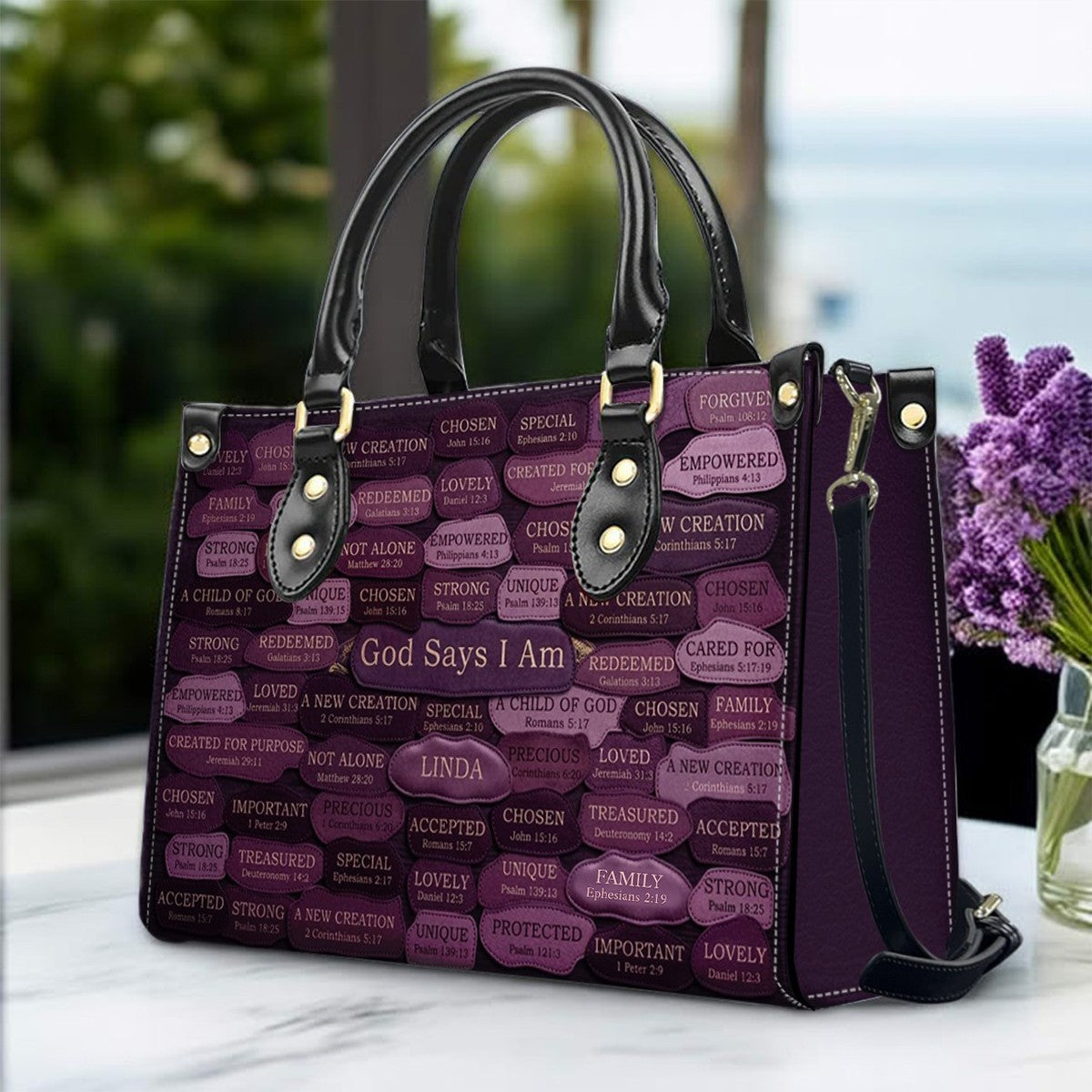 Personalized Leather Handbag - God Says I Am Christian Purse | CHRISTIANARTBAG 01080526