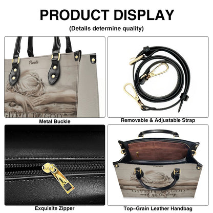 Personalized Christian Leather Handbag – “Give It To God and Go To Sleep” Faith Tote | Custom Name Purse by CHRISTIANARTBAG