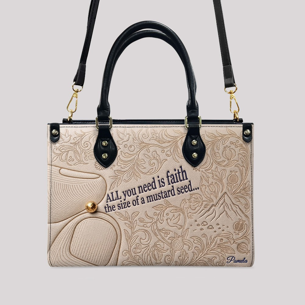 Personalized Leather Handbag "Faith as a Mustard Seed" | CHRISTIANARTBAG 02080526