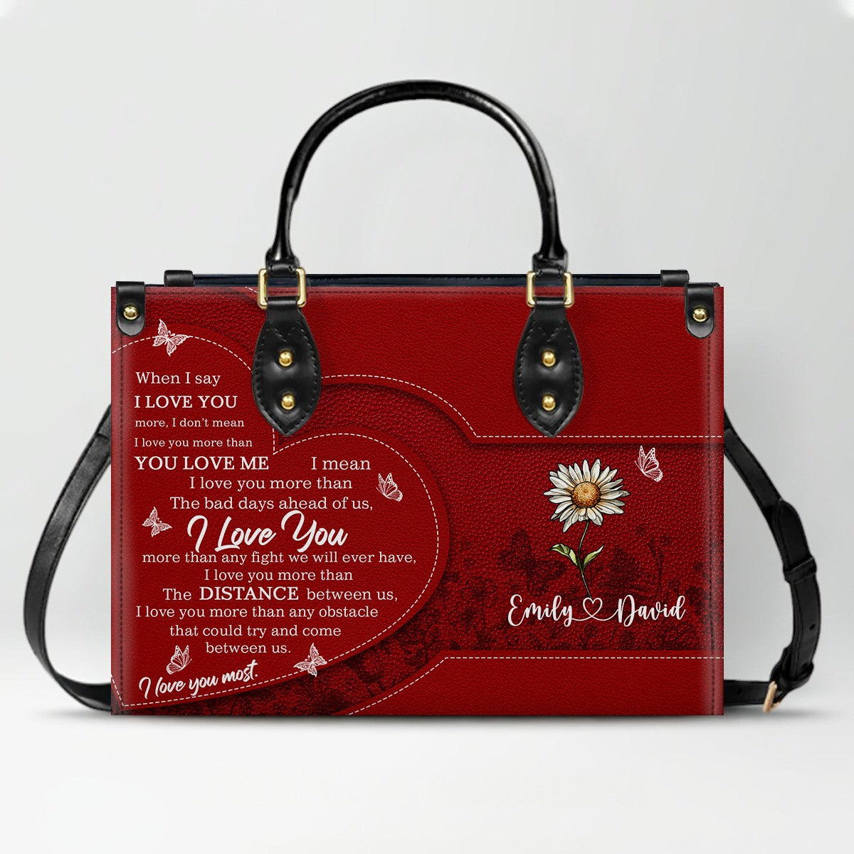 Personalized Leather Handbag with Custom Name & Birth Flowers – CHRISTIANARTBAG Christian Gift for Her
