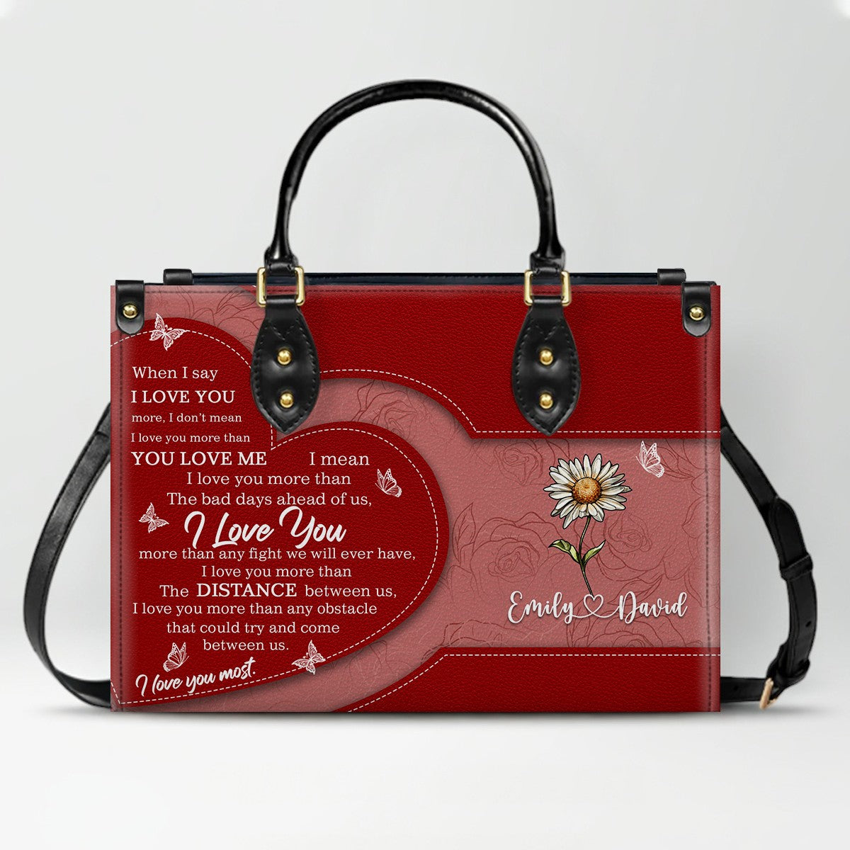 Personalized Leather Handbag with Custom Name & Birth Flowers – CHRISTIANARTBAG Christian Gift for Her
