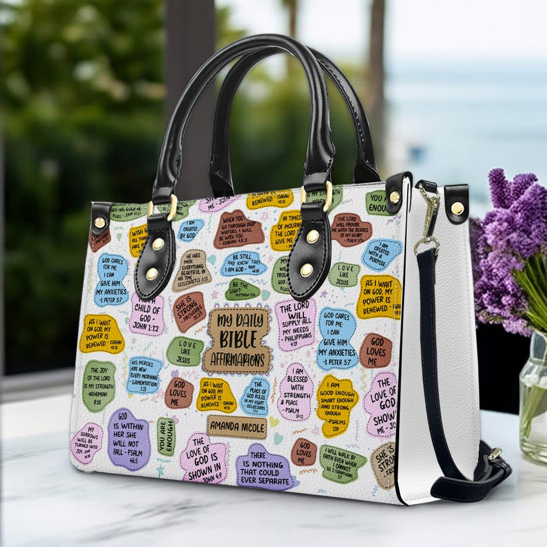 Christianartbag Handbags, My Daily Bible Affirmations Leather Bags, Personalized Bags, Gifts for Women, Christmas Gift, CABLTB01121525