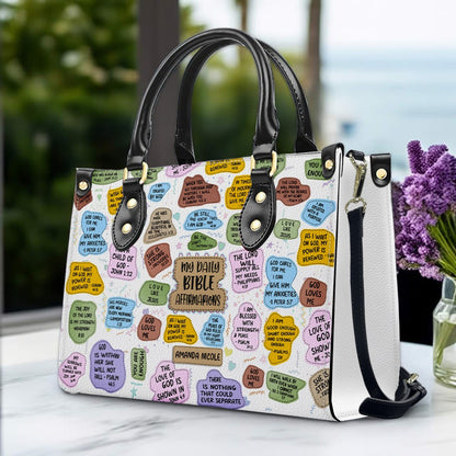 Christianartbag Handbags, My Daily Bible Affirmations Leather Bags, Personalized Bags, Gifts for Women, Christmas Gift, CABLTB01121525
