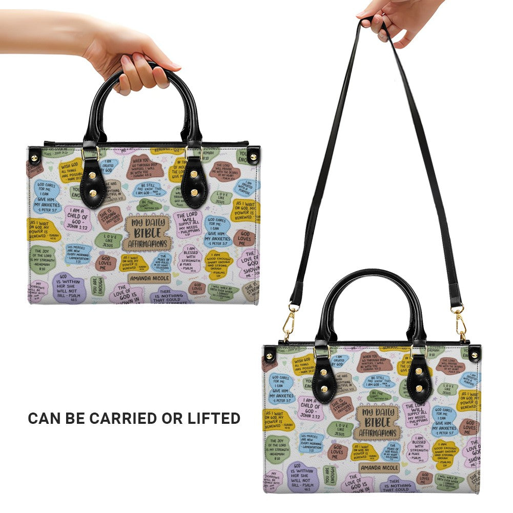 Christianartbag Handbags, My Daily Bible Affirmations Leather Bags, Personalized Bags, Gifts for Women, Christmas Gift, CABLTB01121525