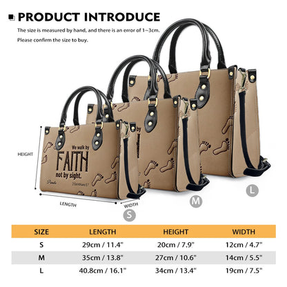 Custom Name "We Walk By Faith" Christian Leather Handbag – Personalized Faith-Based Women’s Tote Purse | CHRISTIANARTBAG 05080526