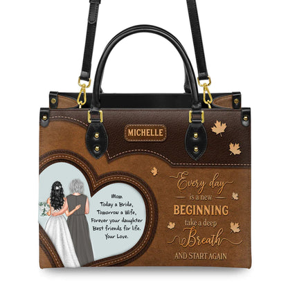 Customizable "Every Day is a New Beginning" Leather Handbag by CHRISTIANARTBAG