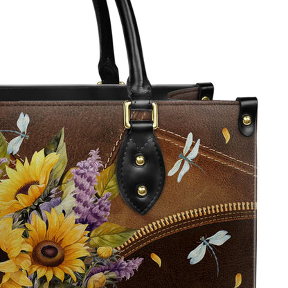 Customized Christian Art Leather Handbag - Inspirational Floral Design with Psalm Quote